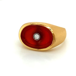 VINTAGE CARNELIAN AND DIAMOND RING