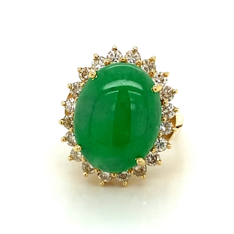 VINTAGE JADE AND DIAMOND RING