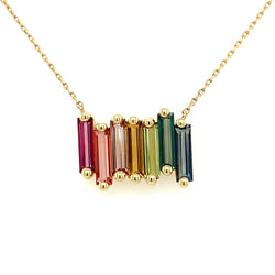 14K RAINBOW BAR NECKLACE