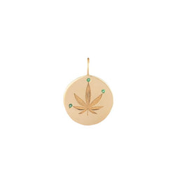 EMERALD CANNABIS LEAF CHARM