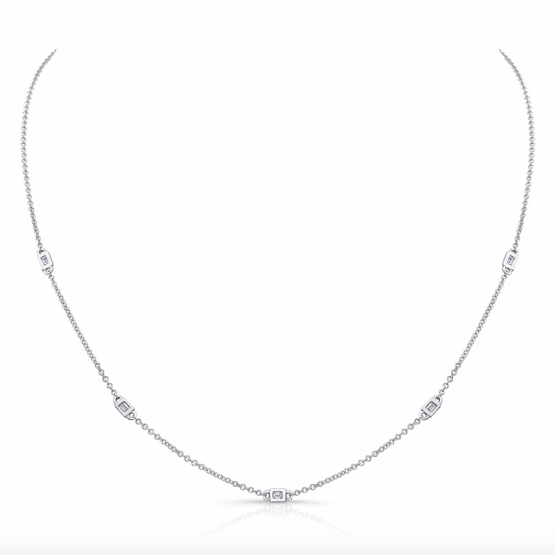 5 BEZEL BAGUETTE DIAMOND STATION NECKLACE