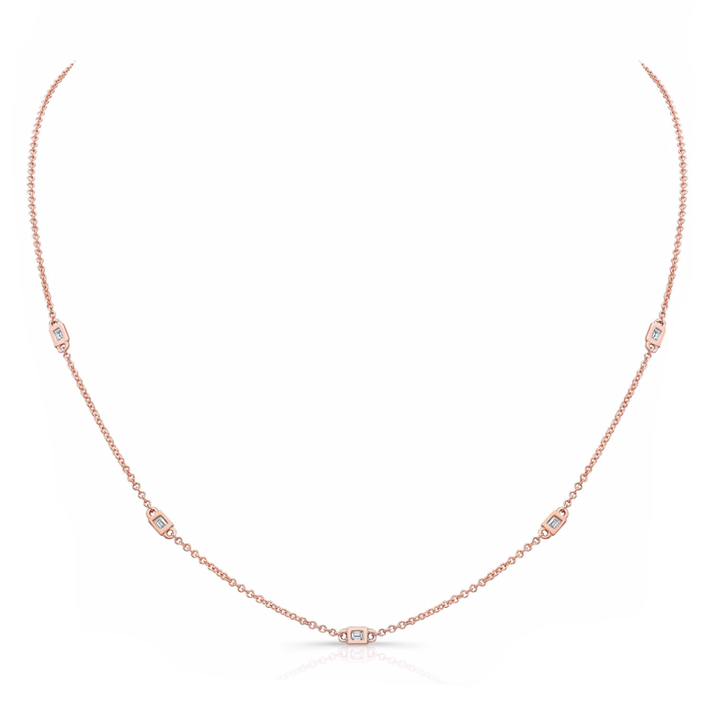 5 BEZEL BAGUETTE DIAMOND STATION NECKLACE