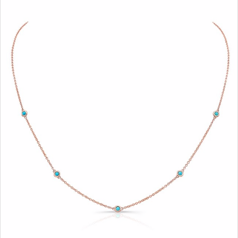 5 BEZEL TURQUOISE STATION NECKLACE