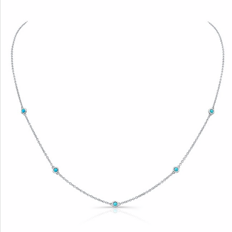 5 BEZEL TURQUOISE STATION NECKLACE