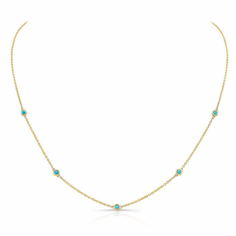 5 BEZEL TURQUOISE STATION NECKLACE