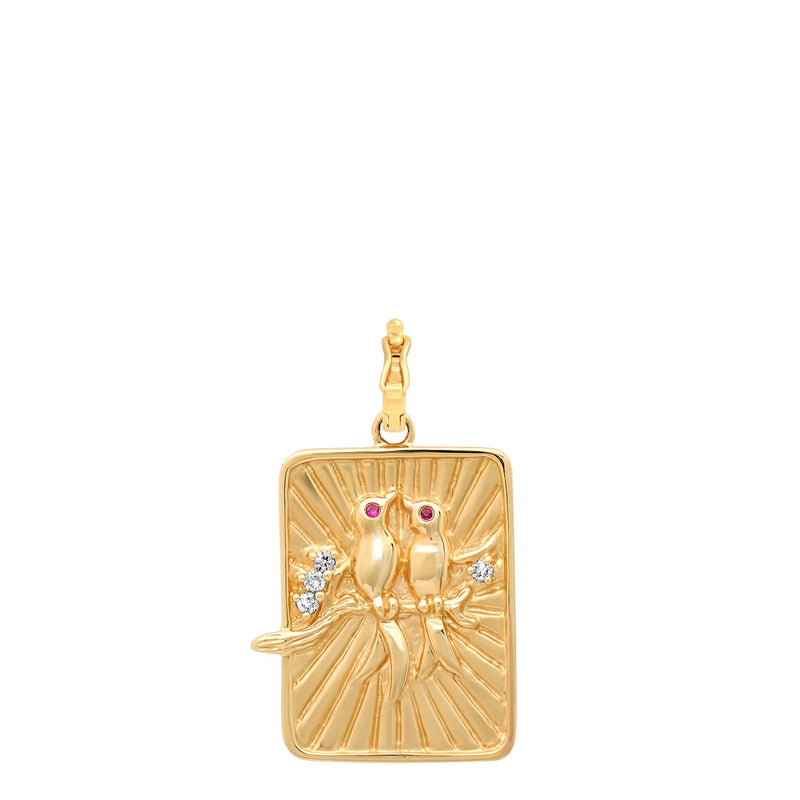 LARGE LOVEBIRDS CHARM - GOLD