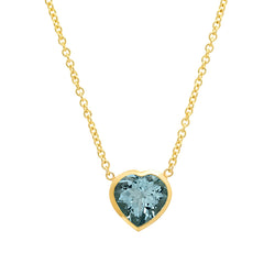 AQUAMARINE HEART BEZEL NECKLACE