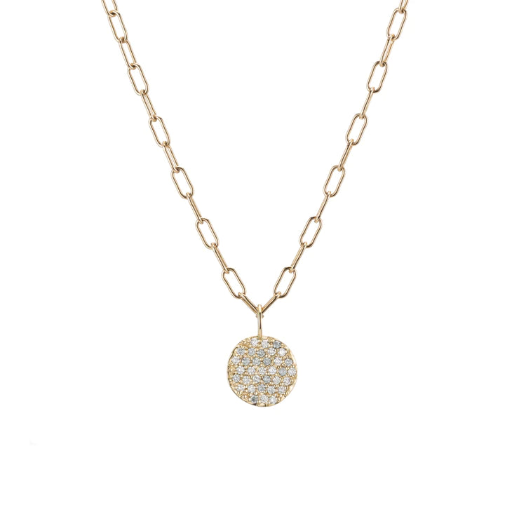 LARGE ROUND GOLD & PAVÉ DIAMOND CHARM