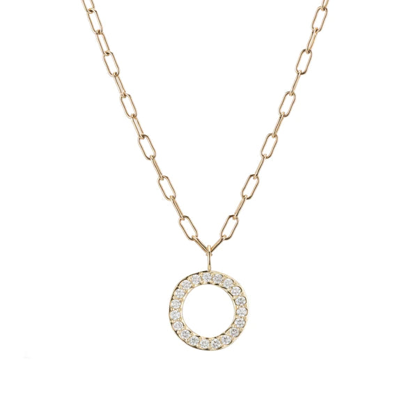 LARGE ROUND OPEN GOLD & DIAMOND CHARM