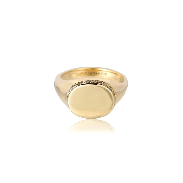 GOLD AND DIAMOND CHANNEL SIGNET RING