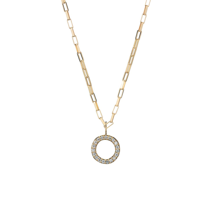 SMALL ROUND OPEN GOLD AND DIAMOND CHARM