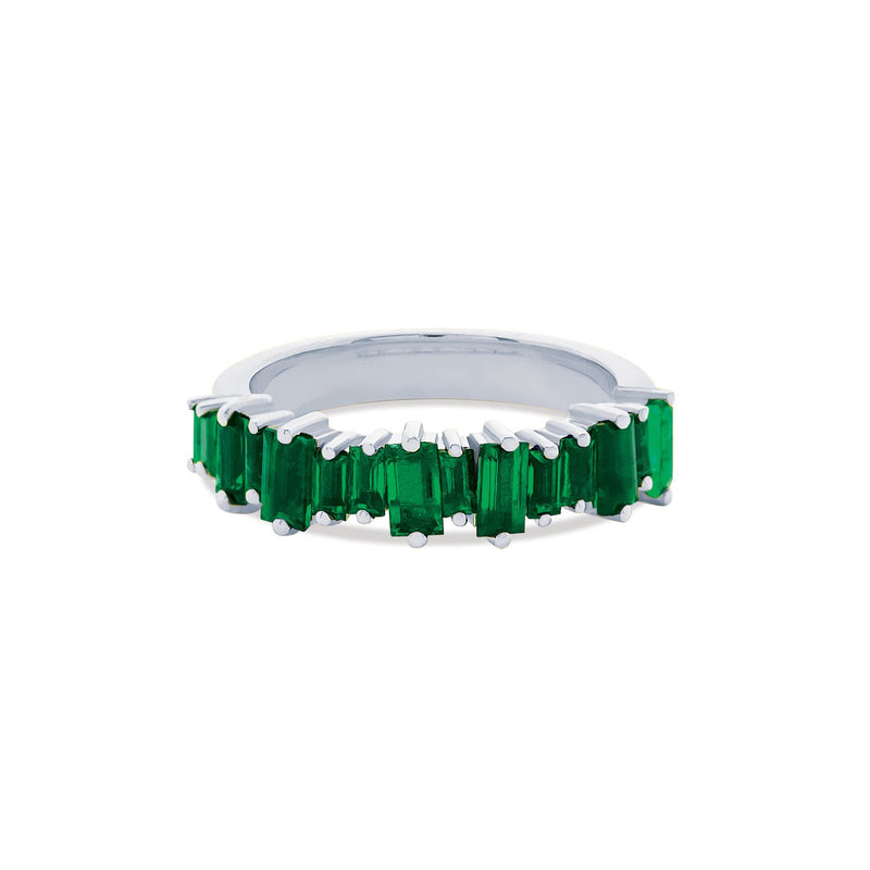 18K EMERALD BAGUETTE HALF BAND