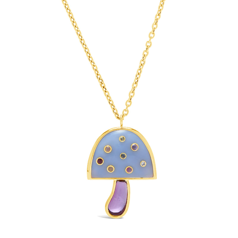 Magic Mushroom Necklace with Precious Stones