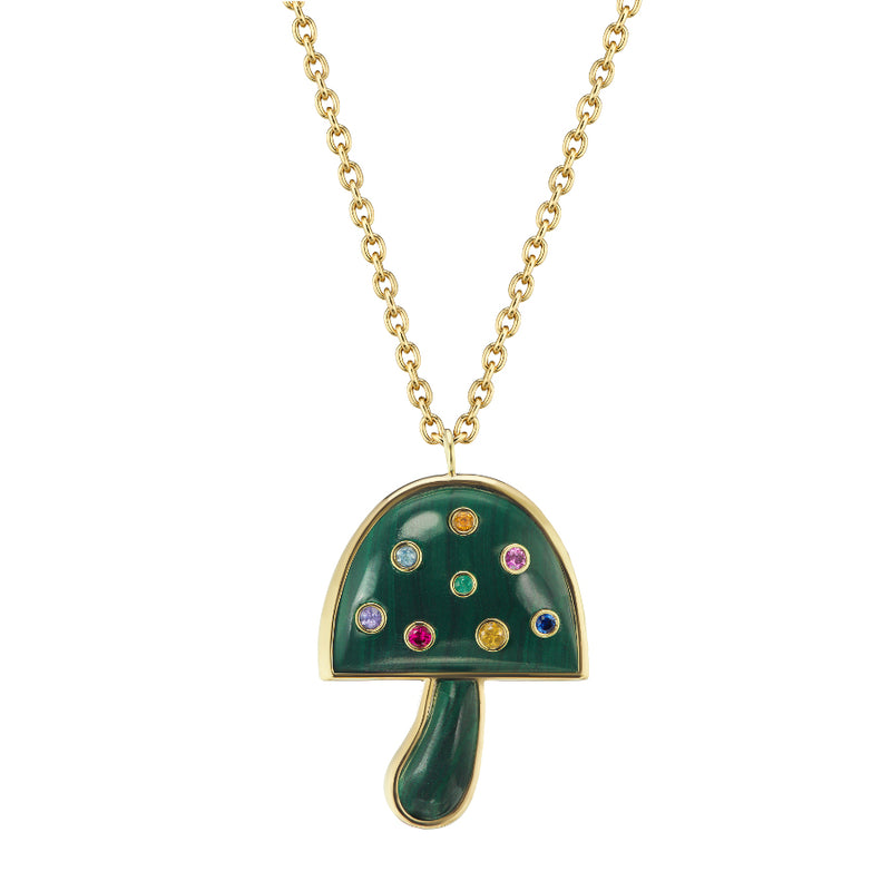 Magic Mushroom Necklace with Precious Stones