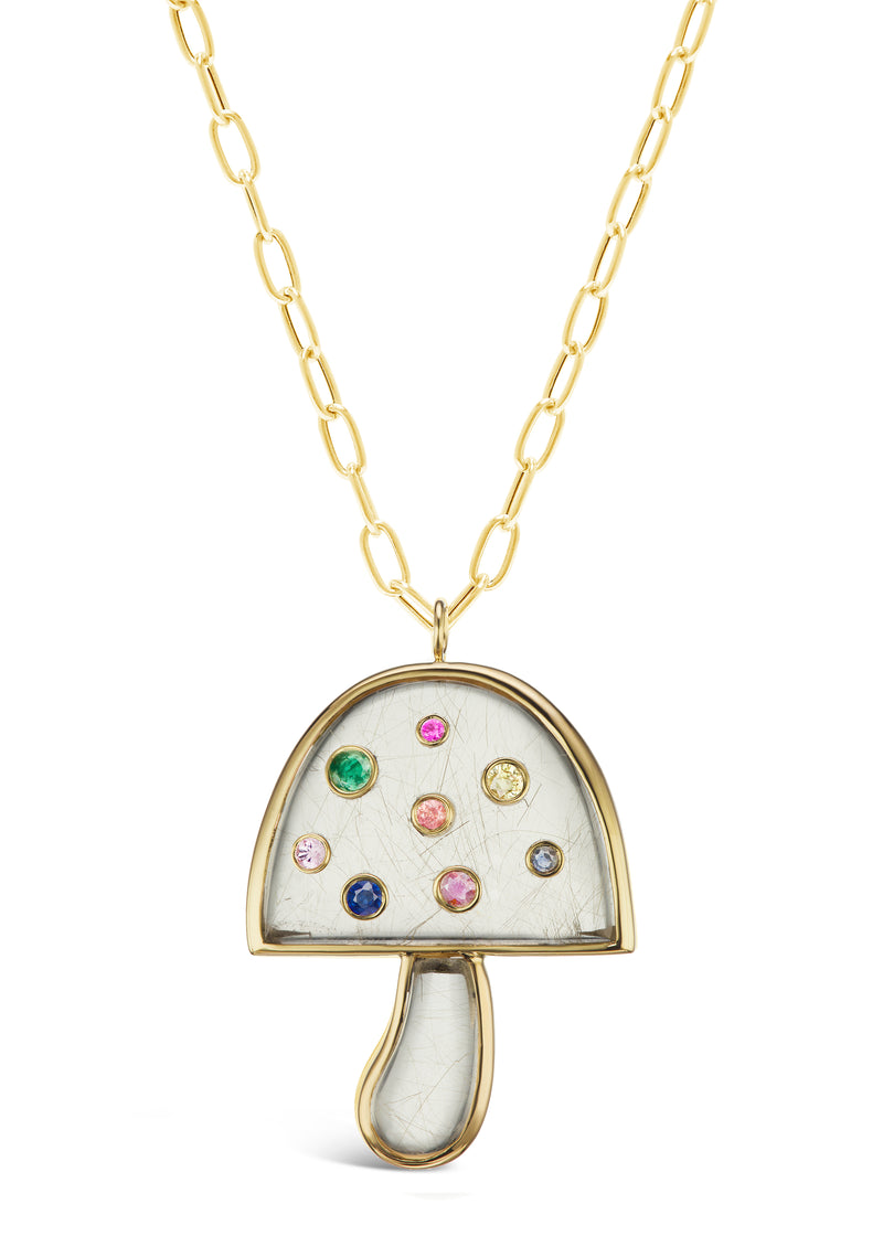 Magic Mushroom Necklace with Precious Stones