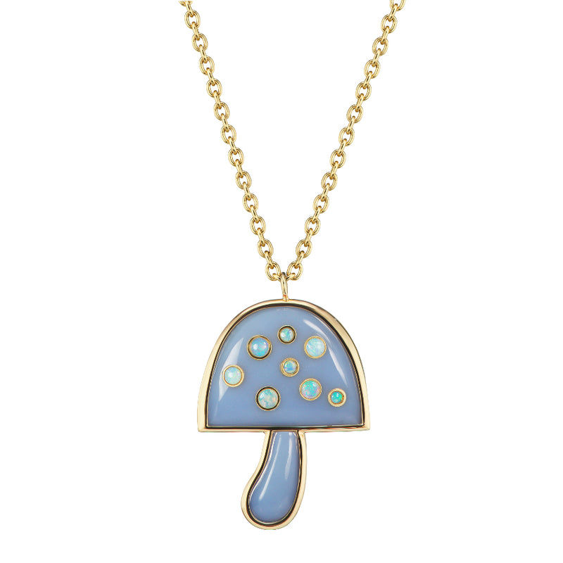 Magic Mushroom Necklace with Precious Stones