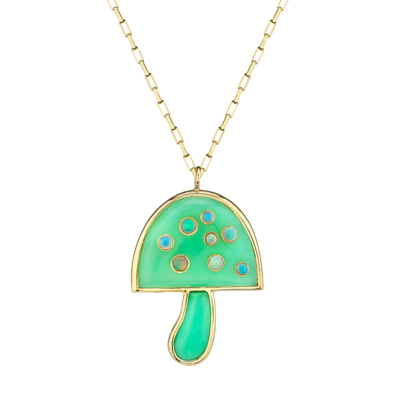 Magic Mushroom Necklace with Precious Stones