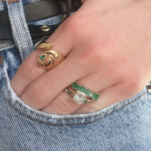 CARTIER FALCON RING WITH EMERALD EYE