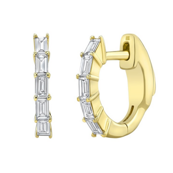 DIAMOND BAGUETTE HUGGIE HOOPS WITH SECURITY LATCH