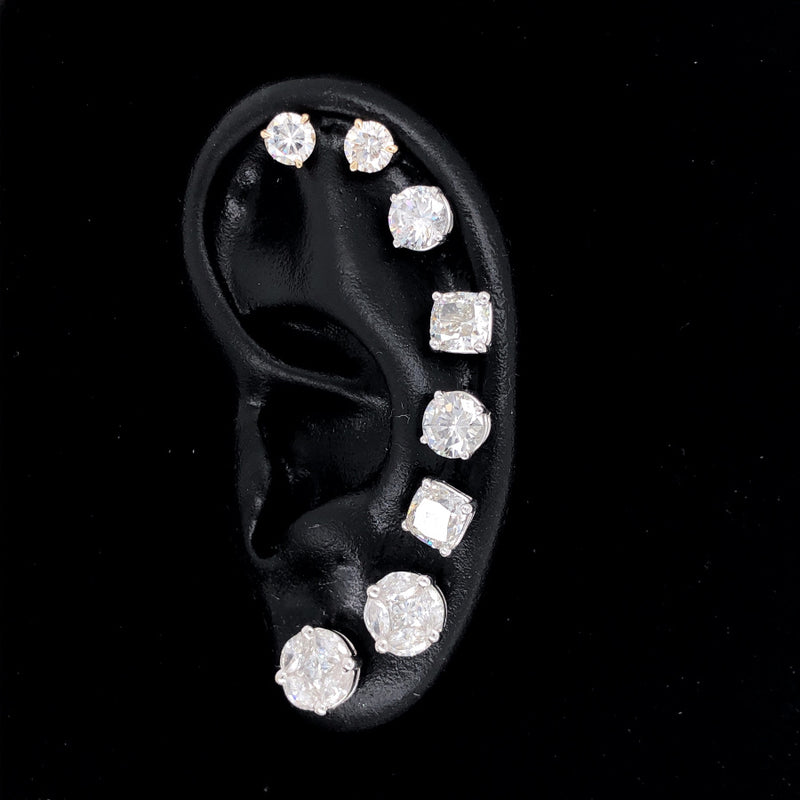 CUSHION DIAMOND STUDS 2.11CT