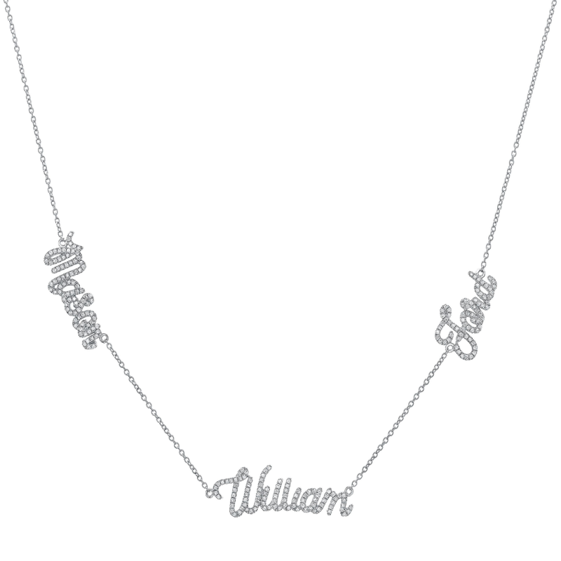 DIAMOND TRIPLE SCRIPT NAME NECKLACE