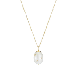 DIAMOND BAROQUE PEARL DROP NECKLACE