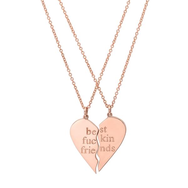 Best Fuckin Friends (2 Piece) Heart Necklaces