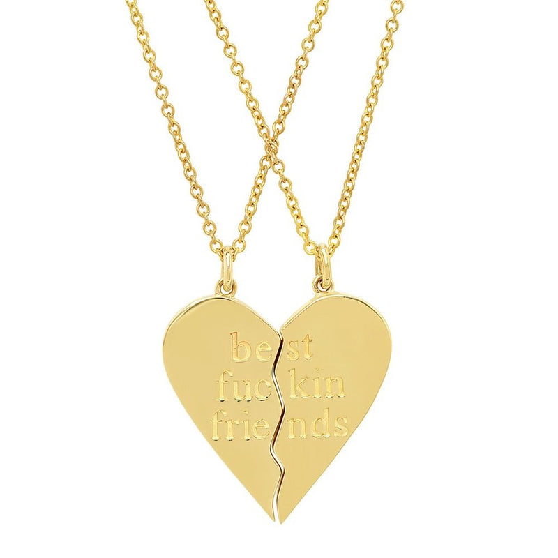 Best Fuckin Friends (2 Piece) Heart Necklaces