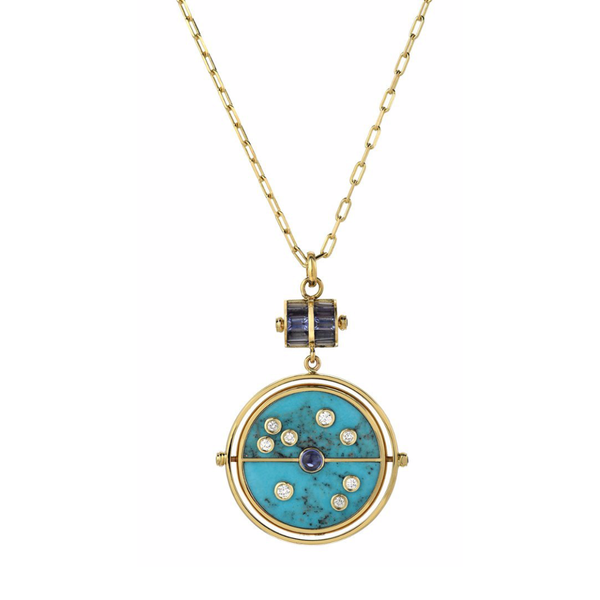 GRANDFATHER COMPASS PENDANT - TURQUOISE WITH TANZANITE