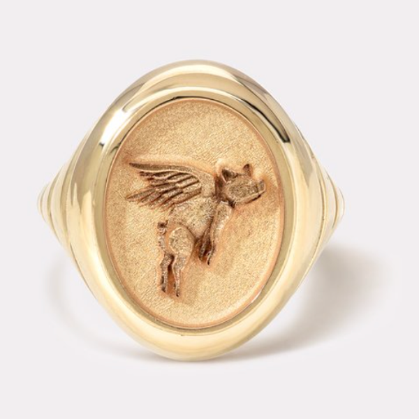 GRANDFATHER FANTASY SIGNET - 14K ROSE GOLD