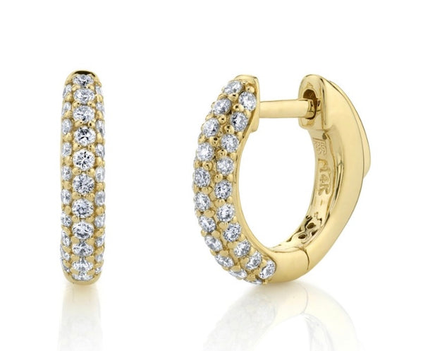 PAVE DIAMOND HUGGIE HOOPS WITH SECURITY LATCH