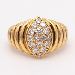 VINTAGE VAN CLEEF SCALLOPED ALMOND DIAMOND RING