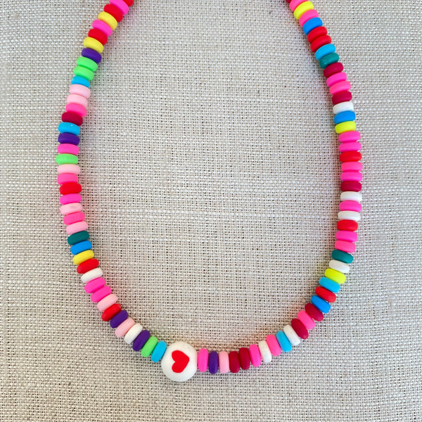 SILICONE BEADED HEART NECKLACE