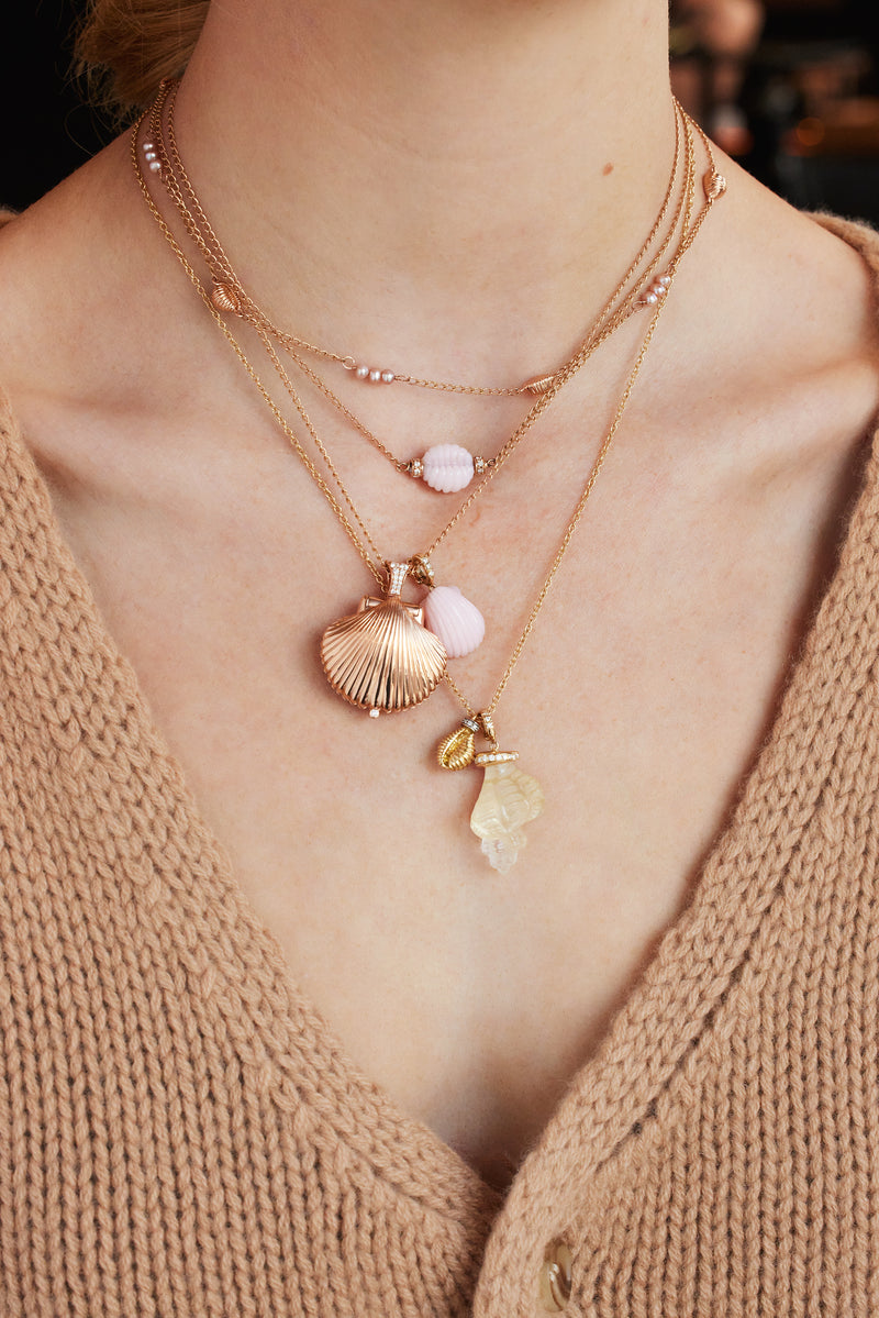 DREAM SHELL NECKLACE - PINK OPAL