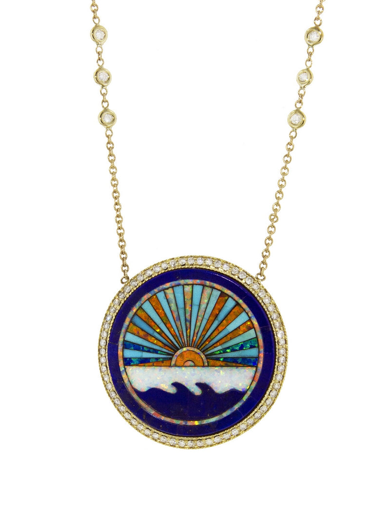 Diamond Sunset Opal Inlay Necklace