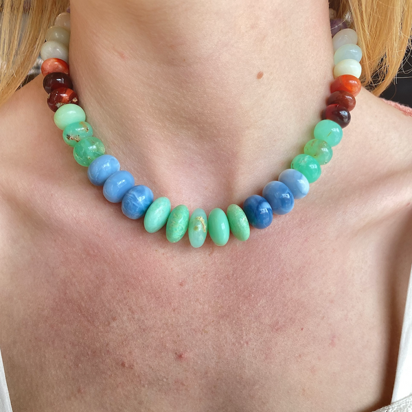 LARGE MULTI COLOR OPAL BEADED NECKLACE