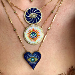 SMALL LAPIS INLAY EYE BURST HEART NECKLACE