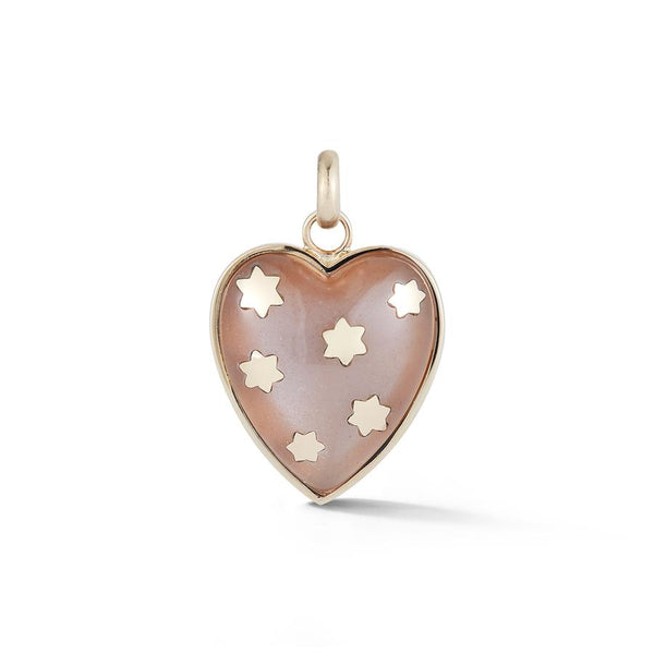 14K Gold & Grey Moonstone Anna Heart Charm