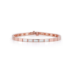 Modern Deco Elongated Diamond Baguette Tennis Bracelet