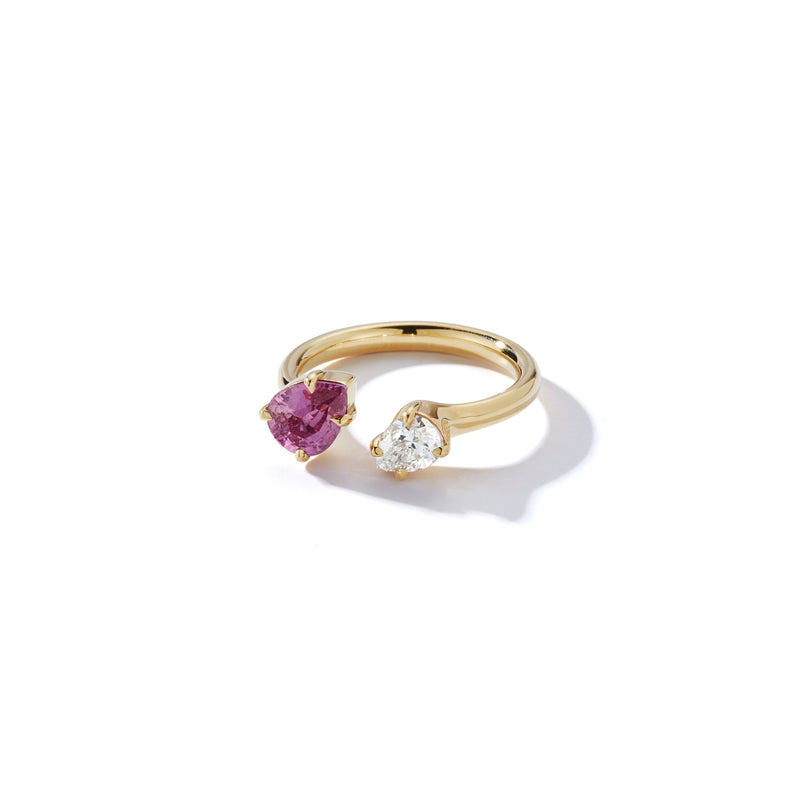 Prive Pink Sapphire and Diamond pear Yin Yang Ring