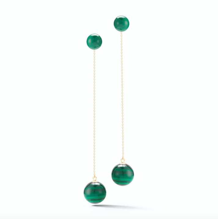 BALL DROP EARRINGS - MALACHITE