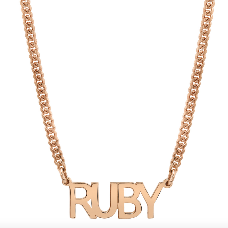 MINI CUBAN LINK PERSONALIZED BLOCK NAMEPLATE NECKLACE