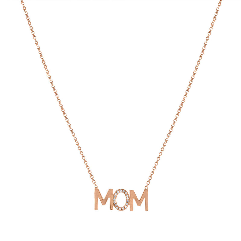 MOM Diamond Accent Mini Nameplate Necklace