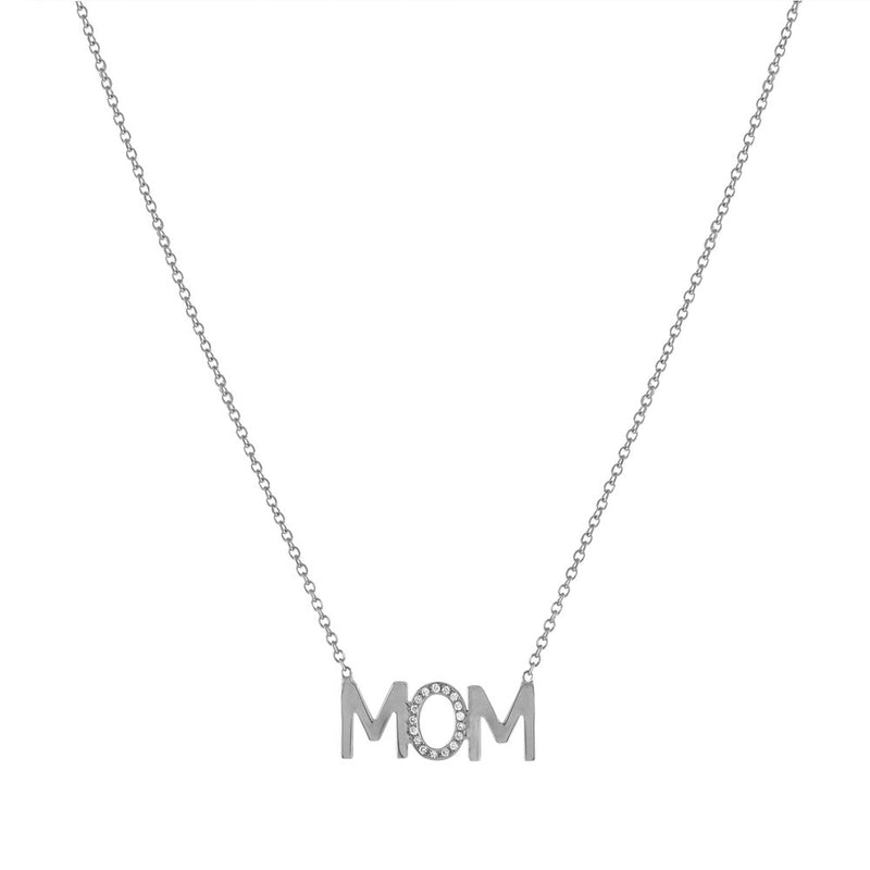 MOM Diamond Accent Mini Nameplate Necklace