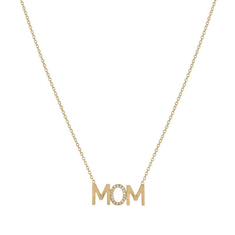 MOM Diamond Accent Mini Nameplate Necklace