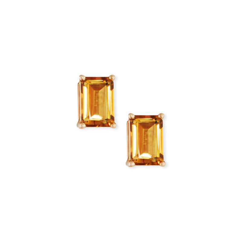 14K EMERALD CUT STUD EARRINGS