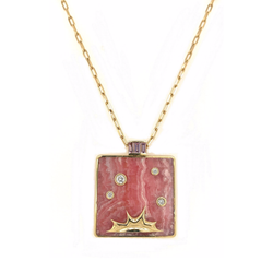 OPTIMISM PENDANT - RHODOCHROSITE WITH LOTUS GARNET