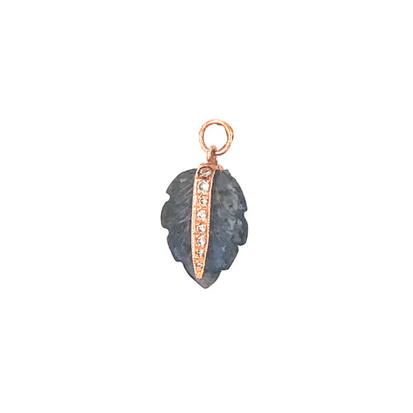 PAVE MINI LABRADORITE LEAF CHARM