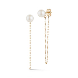 PEARL STUD WITH CHAIN DROP EARRINGS