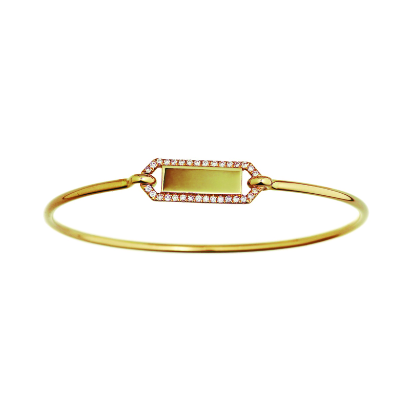 Pave Rectangle Closed Bangle